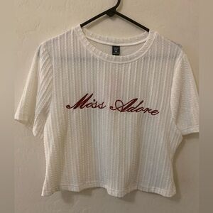SHEIN Miss Adore White Ribbed Crop Top